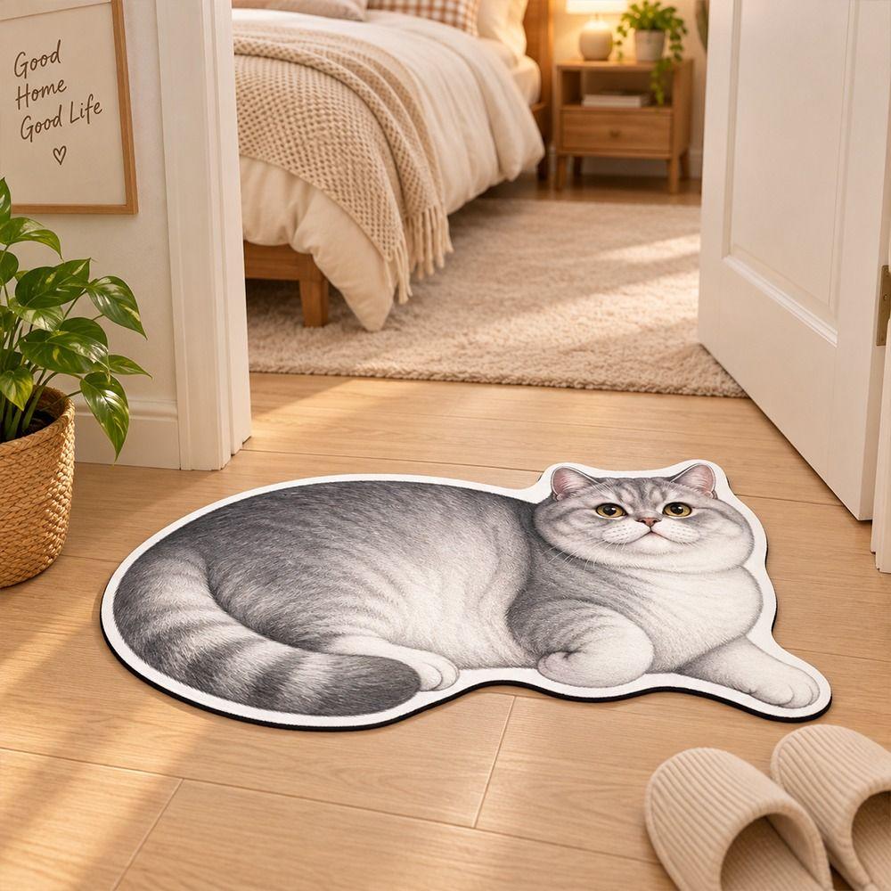 3D Shaped Cat-Shaped Area Rug Special-shaped Diatom Mud Mat New Dog Shaped Rug Home Floor Decor