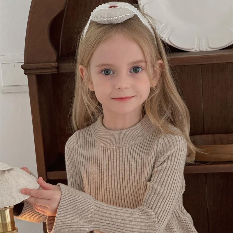 Girls Knitted Dress Autumn Winter New Children Gown Princess Solid Color Kids Fashion Sweater Dresses Baby Clothes