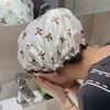 Yousheng Women Shower Cap Double Layer Satin Finish Waterproof Inner Layer Hair Protection Shower Cap Elastic Makeup Hat