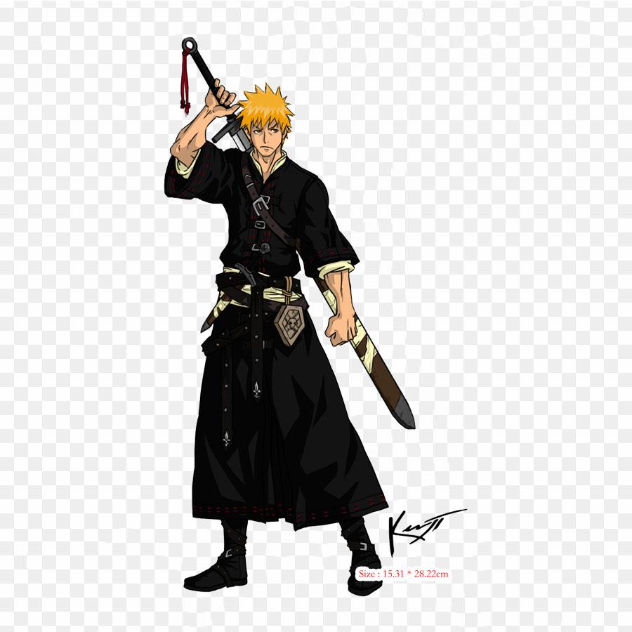Uniform Ichigo Kurosaki Anime Lron On Patches For Clothes Bag Tshirt Heat Transfer Stickers Stripes Appliques