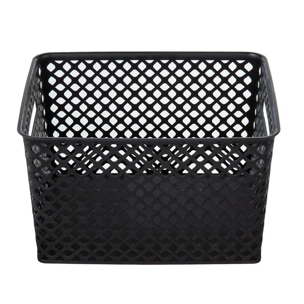 Large Decorative Storage Basket 2 Pack with Cut-Out Handles Organizing Household Items Durable Mesh Design Easy Viewing and