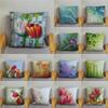 Tulip Flower Print Pattern Cushion Cover Car Living Room Sofa Cushion Cover Luxury Home Decoration Pillow Cover