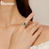 BAMOER 925 Sterling Silver Green Spinel Opening Ring Vivid Snake Adjustable Ring for Women Cubic Zirconia Fine Jewelry