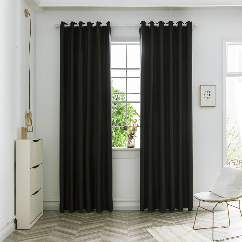2pcs Modern Style High Precision Blackout Curtains with Grommet Top, Various Colors, Curtains for Living Room, Bedroom
