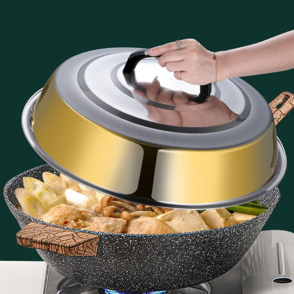Stainless Steel Dome Pot Lid Heightened Cheese Plate Lid Grill Accessories Pot Cover  Wok