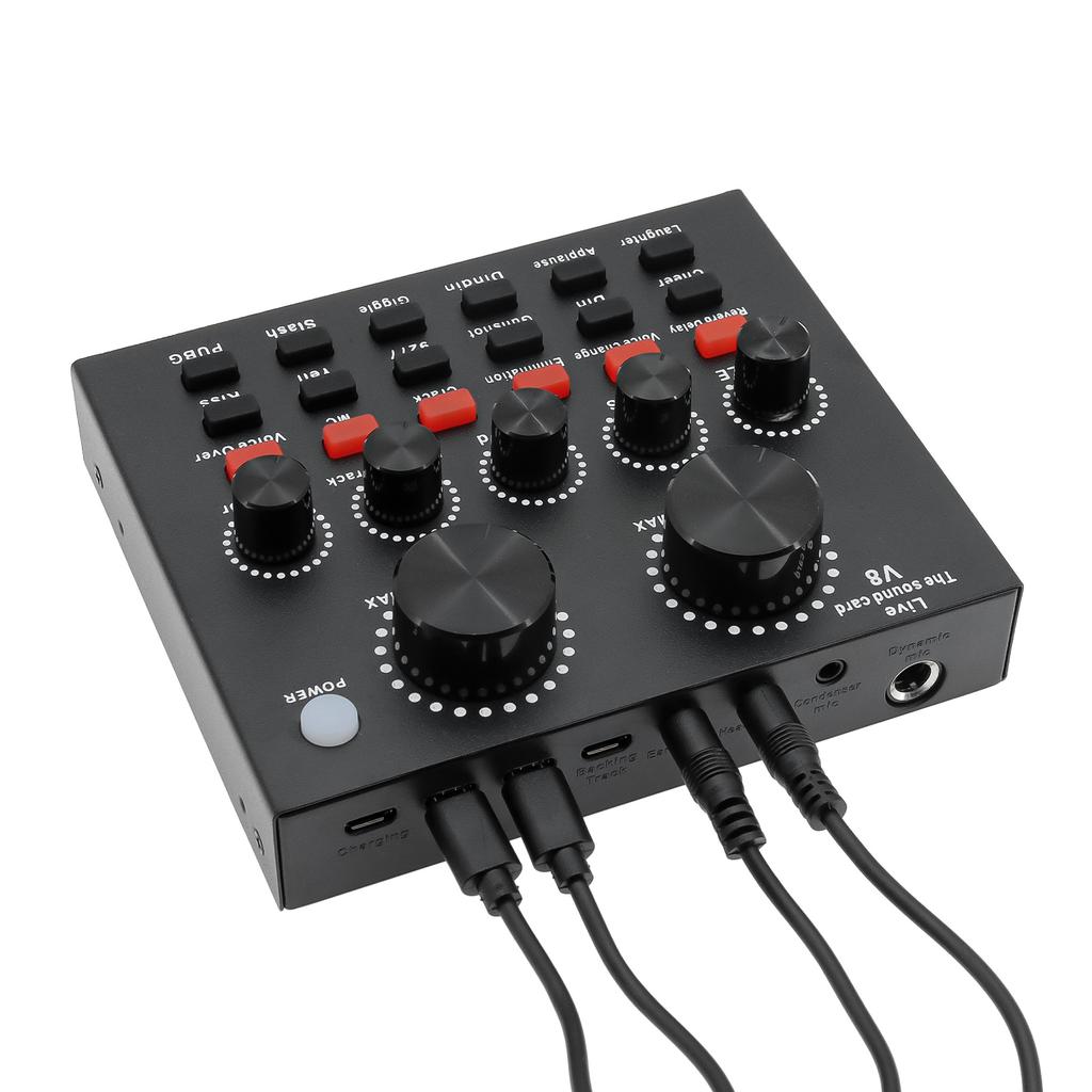 Звуковая карта V8 USB DJ-оборудование Звуковые карты Аудиомикшер Для телефона Компьютера ПК Веб-трансляции Live Внешняя Запись Караоке