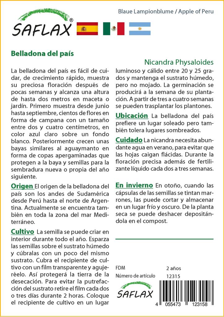 SAFLAX Яблоко Перу - 100 семян - Nicandra physaloides