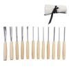 12PCS Wood Carving Tools Wooden Handle Steel Chisel Set for DIY Woodworking Engraving