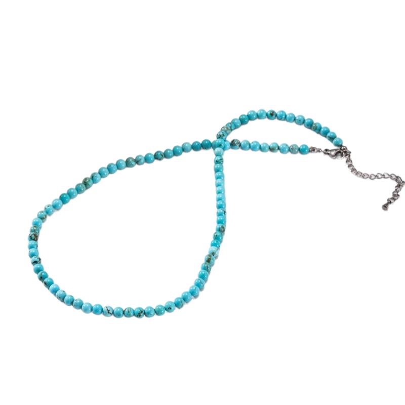 Натуральное синее бирюзовое круглое бусины Ручная работа Ожерелье, Богемный Стильный Элегантный Ежедневный Отпуск Украшения, Лучший Выбор для Подарка Маме