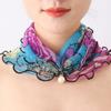 Lace Elegant Thin Neckerchief Colorful Print Mesh Scarf Faux Pearl Pendant Neck Scarf Gauze Women Accessories