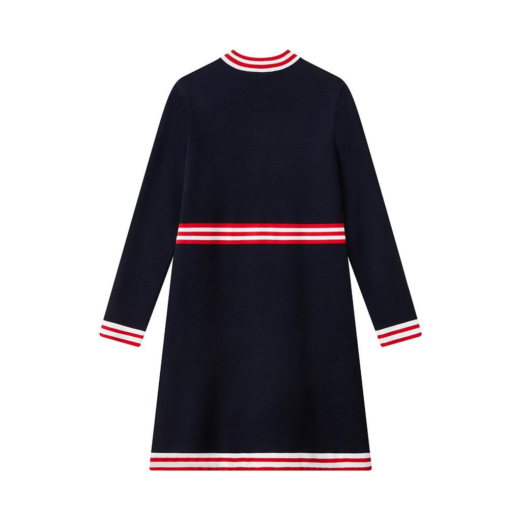 Fila Платье женское трикотажное модное удобное с круглым вырезом в полоску с цветными блоками и длинным рукавом Legendary-Blue F11W111311F-NV