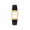 COACH Reese Watch, 24x35mm Square, Gold-Tone, White Satin Dial, Black Leather, 14504312, Women's, Authentic
