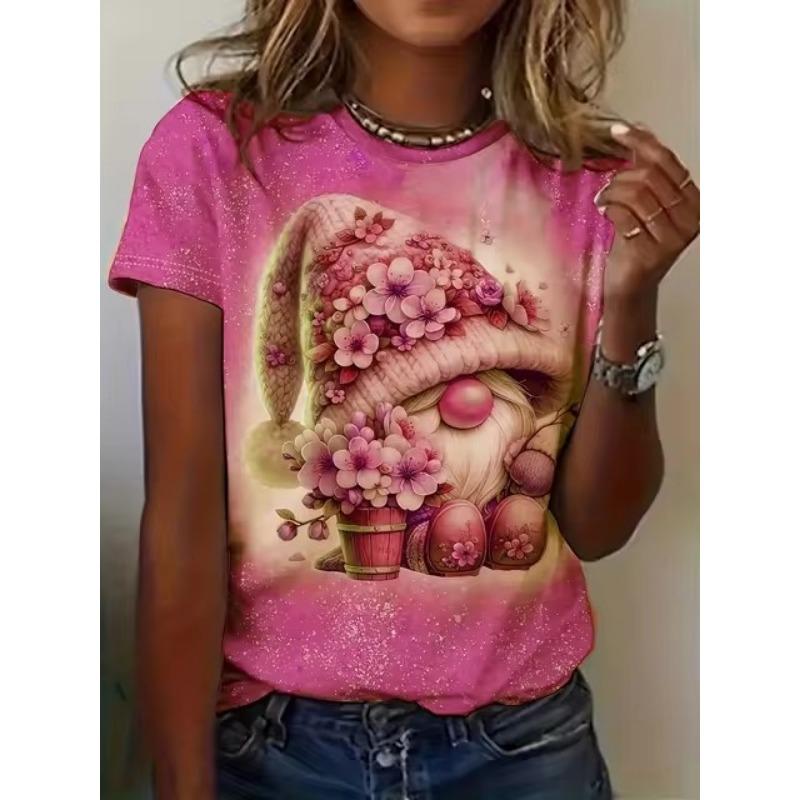 Плюс Размер Женская футболка Веселая 3D Печать Женская одежда Модный летний топ с коротким рукавом Повседневная футболка с круглым вырезом Женская пуловер