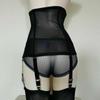 Women High-waist Garter Belt Panty 6 Straps Suspender Waspie Waist Cincher Black