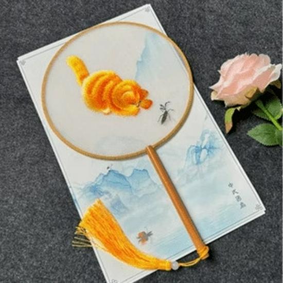 Double-Sided Embroidery Silk Fan: Classical Court Hanfu & Cheongsam Accessory