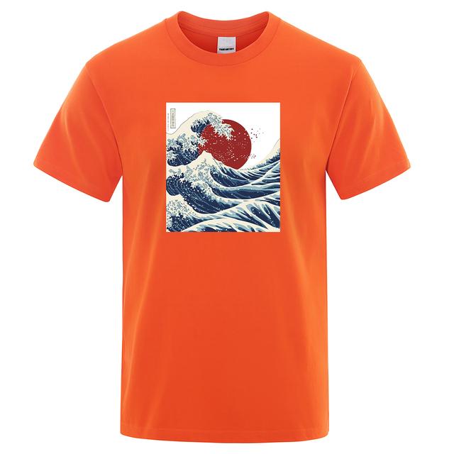 Футболки унисекс с принтом Fukushima Sun Waves Ukiyo E, удобные свободные футболки, модные дышащие топы, винтажные брендовые футболки унисекс