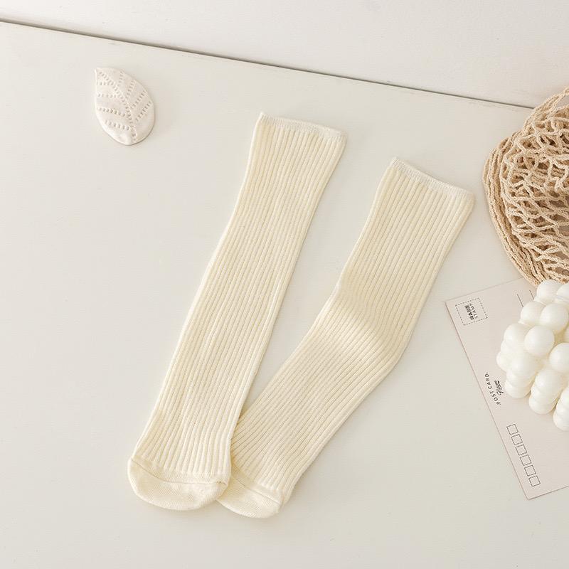 Детские носки для новорожденных, младенцев, девочек, мальчиков, гольфы для девочек, однотонные хлопковые полосатые длинные носки для детей от 1 до 6 лет