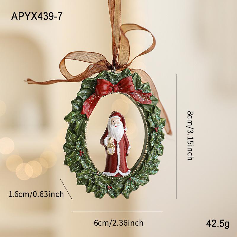 New resin painted pendant Christmas tree decoration colorful retro three-dimensional bells American cartoon pendant