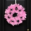 Halloween Home Decor Indoor Outdoor Halloween Wreath Spooky Halloween Wreath with Pink Gauze Spiders Decorative Front