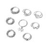 Jewelry Alloy Love Ring Set Diamond Fish Tail Ring Personalized Star Stacked Ring