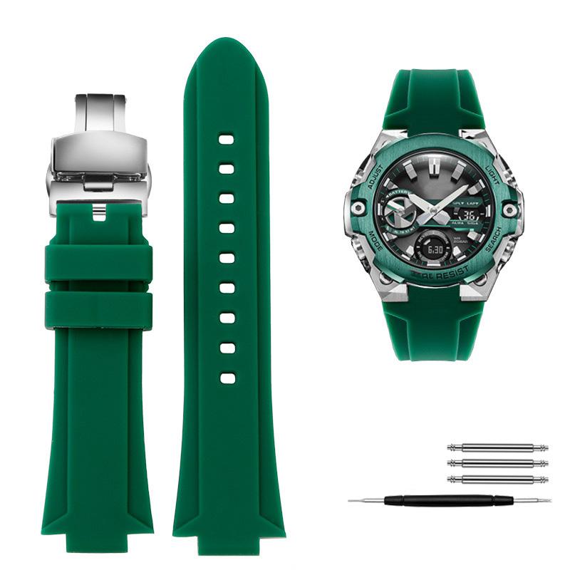 Classic Convex Mouth Silicone Watchband For Casio G-SHOCK Steel Heart GST-B400 Men's Sports Waterproof Rubber Strap Bracelet Accessories