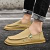 Мода 2025 Весна Осень Горячие продажи Мужские лоферы Массажная подошва Повседневная мужская обувь для работы Универсальные парусиновые туфли для ходьбы