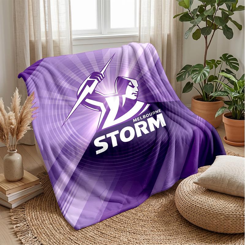 Melbourne Storm Flannel Fleece Blanket Cozy Warm Throw Blanket For Couch Bed Travel All Season Use