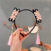 Pearl Flower Tassel Headband Red New Year Headwear Tang Suit Hanfu Wig Headband  Children