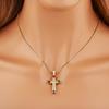 Nidin New Trendy Heart Shape Rhinestone Jesus Cross Pendant Necklace For Women Men 5 Colors Choice Clavicle Chain Jewelry Gifts