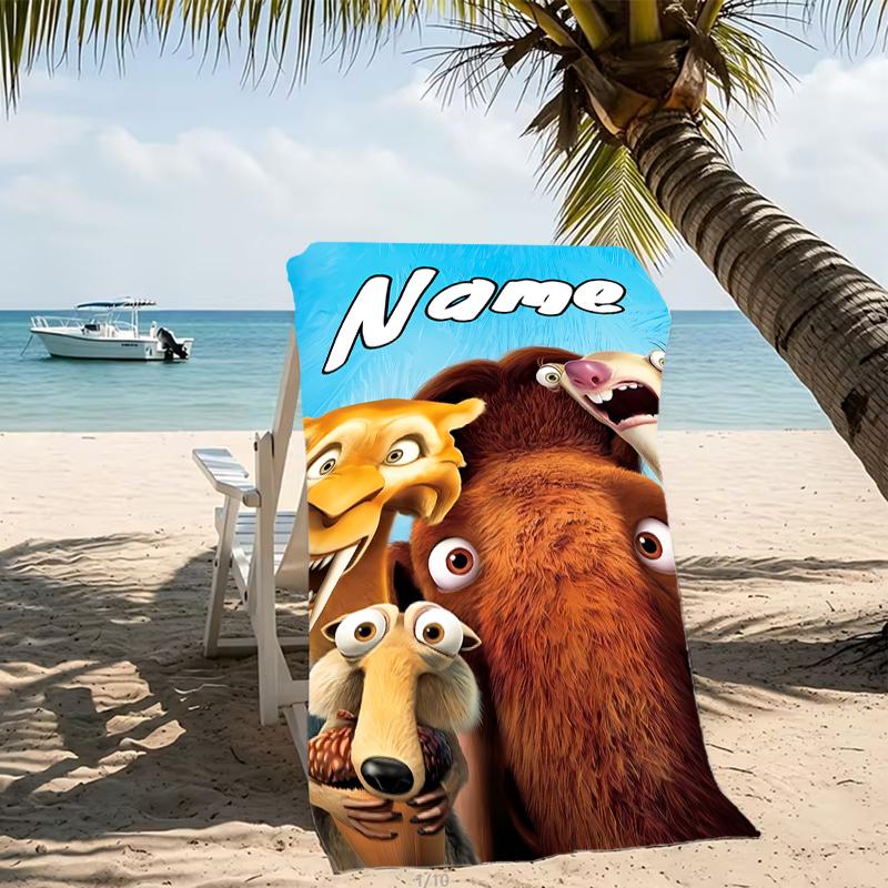 Customizable personalized beach towels Ice Age Dawn of the Dinosaurs themed designs.Suitable for the beach, yoga, sports;ideal as beach accessories