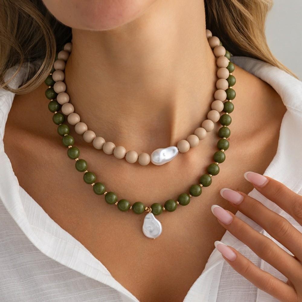 Round Imitation Pearl Pendant Necklaces Dopamine Color Colored Charms Jewelry Gifts