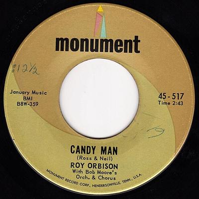7-дюймовая пластинка РОЙ ОРБИСОН, БОБ МУР И ЕГО ОРКЕСТР - Candy Man 45517 Monument 1965 США Рок Б/У