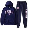 European size plus fashion printed sweater autumn and winter fleece warm hoodie casual sports women's suit