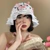 Вязаная ажурная шляпа-ведро с бантом, женская, солнцезащитная, от солнца, для лица, маленькая кружевная шляпа-панама, шляпа для большого обхвата головы, тренд