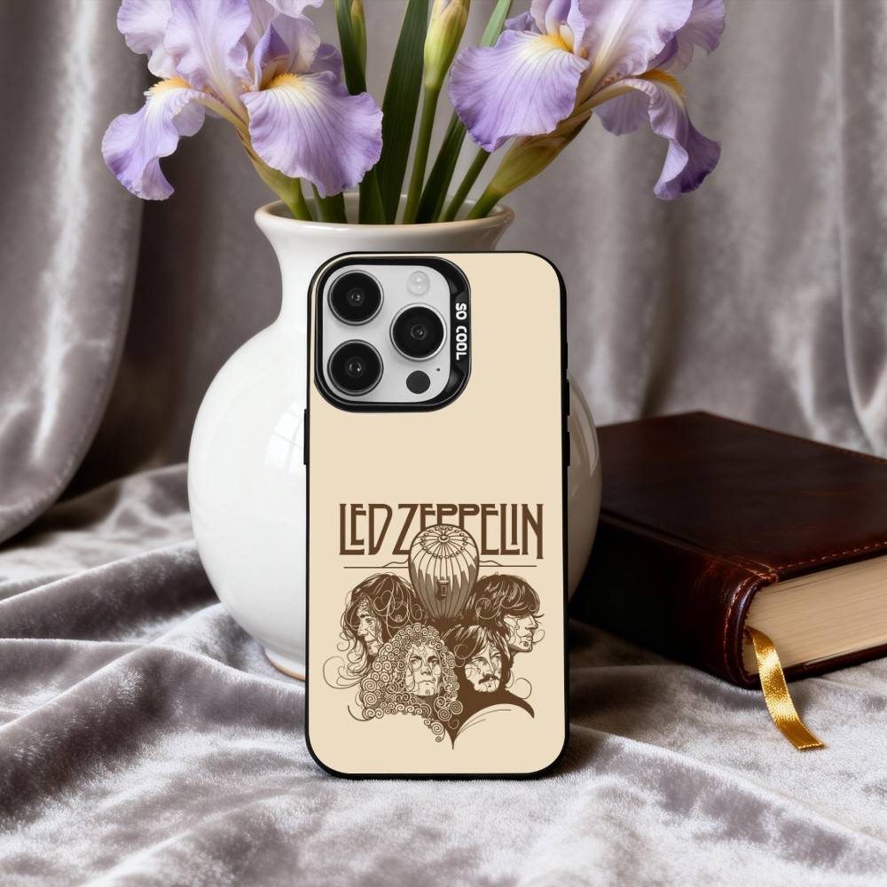 Крутой чехол для телефона Rockin L-Led Z-Zeppelin BAND для iPhone17,16,15,14,13,12,11 Plus,Pro Max Конфетный Серебряный Покрытие Внутри