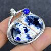 Natural Sodalite, Lapis Gemstone 925 Sterling Silver Jewelry Pendant 1.50" T0T67