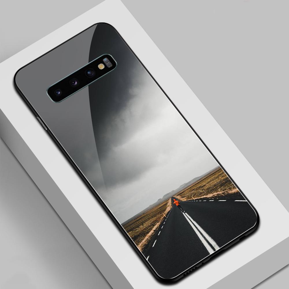 For Samsung S10e Glass Back Cover Case Road Shell Note 8 Case for Galaxy S8 S9 S10 Plus Note 8 9 10 Plus S10e S20 Plus Ultra S22