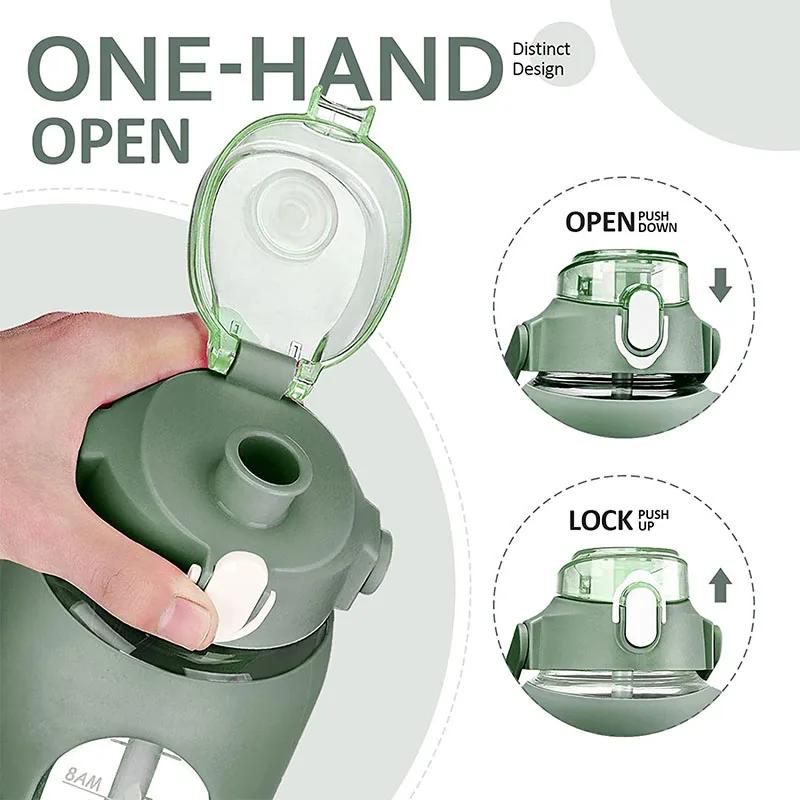 2024 Новая 946 мл/1656 мл/1892 мл Стеклянная бутылка с силиконовым чехлом-соломинкой и отметкой времени Кемпинг Дом Офис Спортзал Стеклянная бутылка для воды