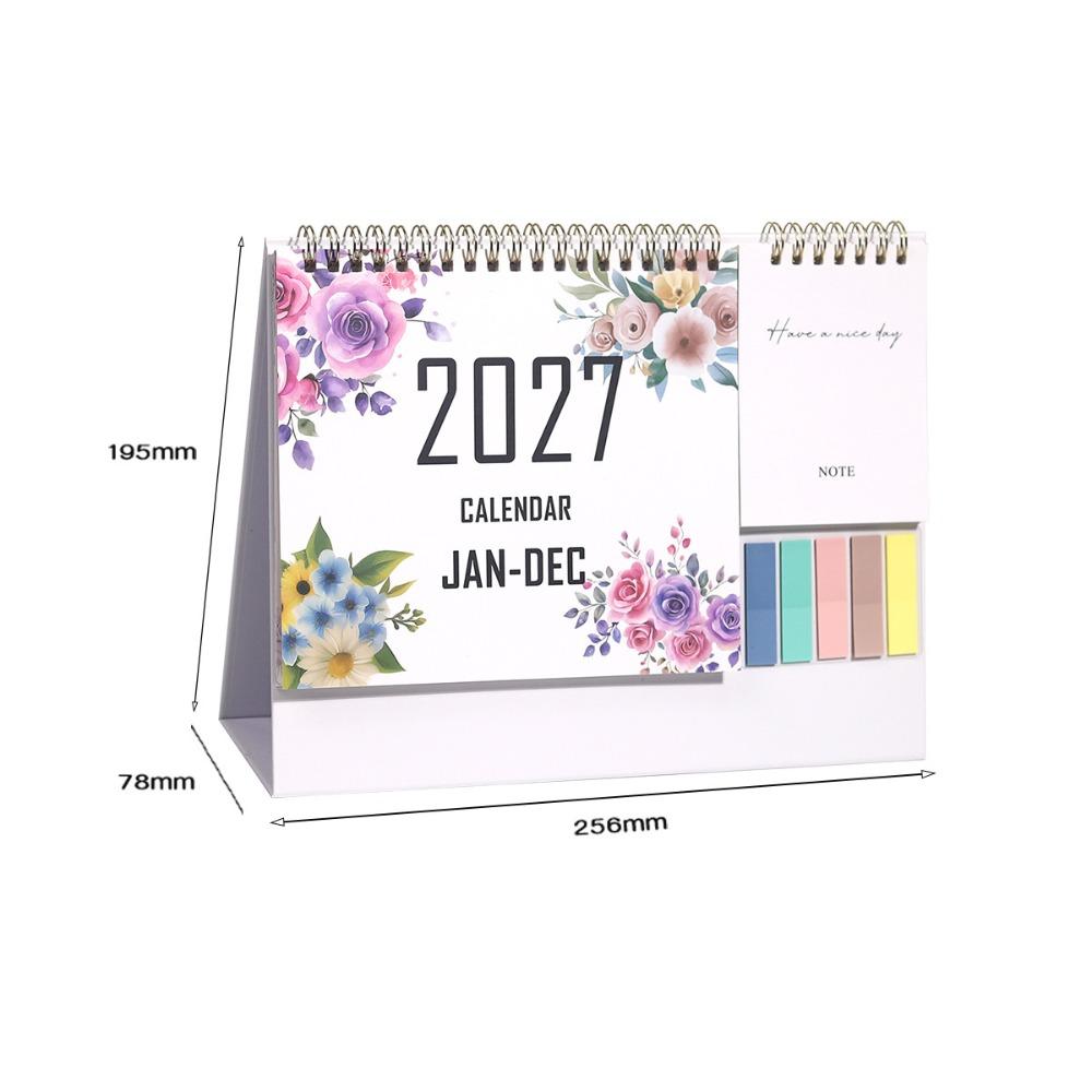 Foldable 2027 Flower Desk Calendar Jan. 2027 - Dec. 2027 Record Calendar English Calendar Home