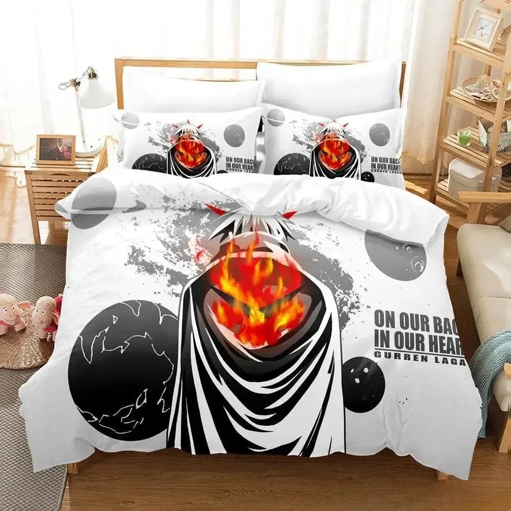 Постельное белье Tengen Toppa Gurren Lagann Односпальное Двуспальное С наволочкой Пододеяльник Мягкое Односпальное Двуспальное Queen Super King