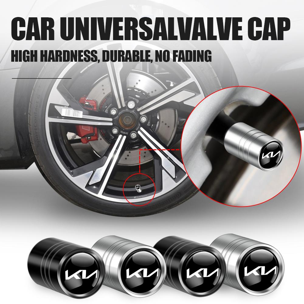 AABIW1 4Pcs Car Styling Metal Wheel Tire Valve Caps Tyre Stem Protection Covers For Kia KN K1 K2 K3 K4 K5 K6 K7 K9 Stonic Stinger Venga