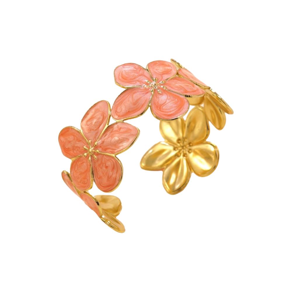Non-Fading Flower Bangle Opening Design Women Wristband Cuff Bangle Bracelet Valentine's Day Gifts