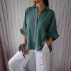 Women Cotton Linen Shirts Elegant Back Bow Lace Up Solid Casual Shirt Spring Summer Lapel Half Sleeve Blouse Loose Tops