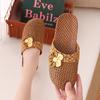 Summer Woven Bamboo Women's Linen Slippers