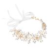 Свадебная повязка на голову со стразами, искусственным жемчугом, подвеской в форме цветка и листа, свадебный головной убор, аксессуары для волос