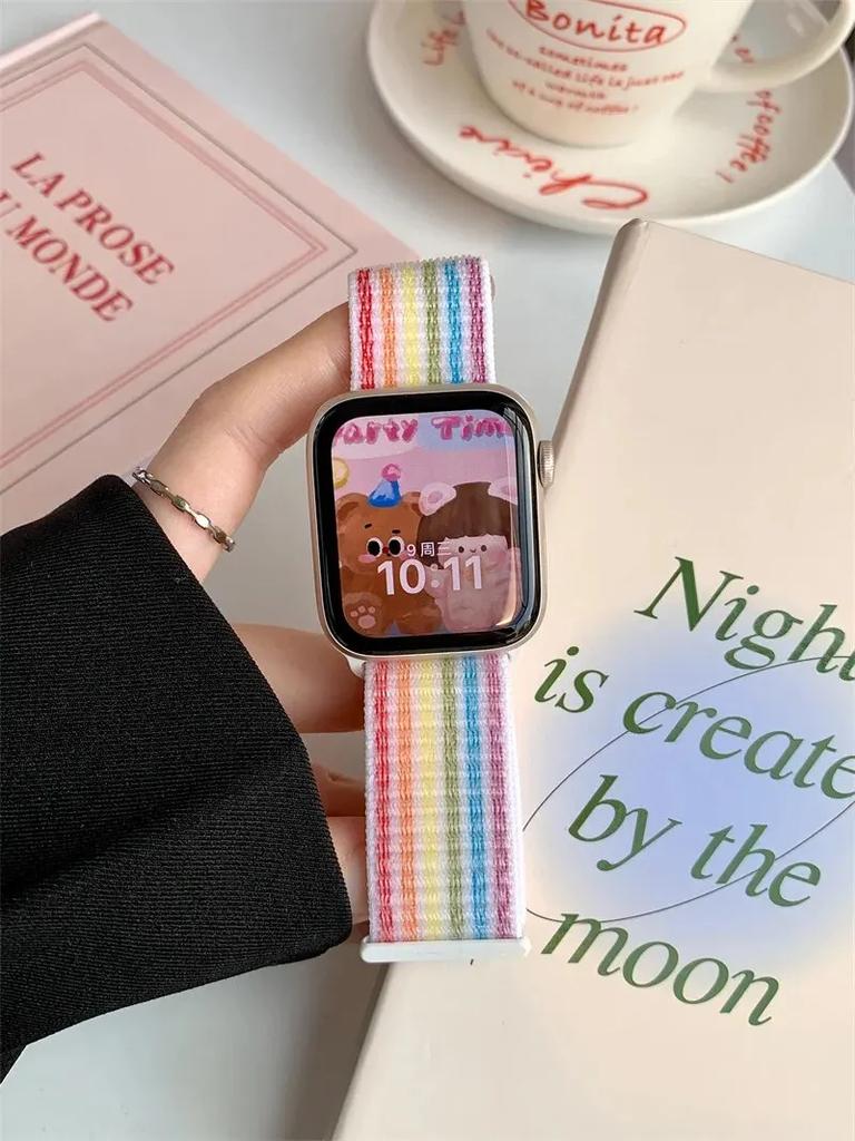Nylon loop For Watch Band Ultra-2 49mm 44mm 40mm 45mm 41mm Sport pride Bracelet iwatch Strap Series 9 8 se 7 6 5 4 3