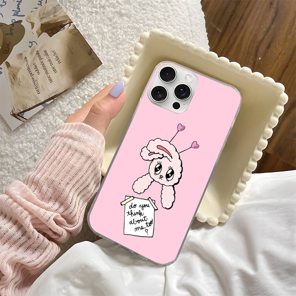 Lovely Cartoon Esthers Bunny For iPhone 14 Pro Max 13 17 11 16 12 15 Air Plus Satin Colorful Phone Case