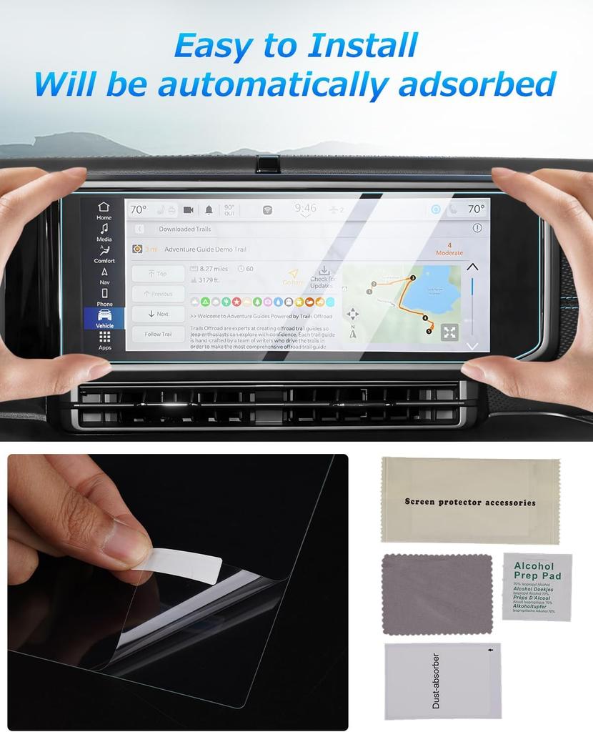 2PCS 12.3 Inch Car Navigation Tempered Glass Screen Protector Film for Jeep Wrangler JL Gladiator JT 2025+ Interior Accessories