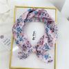 Floral Print Neckerchief Small Hijab Scarfs Women Fashion Handkerchief Neck Scarf Shawls Cotton Blends Korean Hair Scarves 58CM