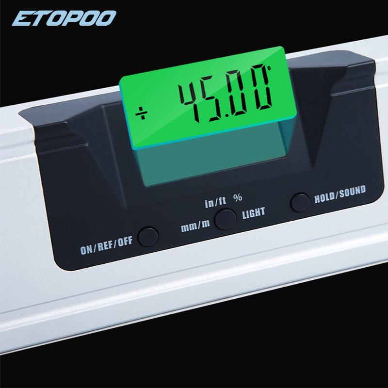 225/400 мм Магнитный цифровой угломер, уклономер, электронный уровень, 360 градусов, алюминиевый сплав, пузырьковый спиртовой уровень